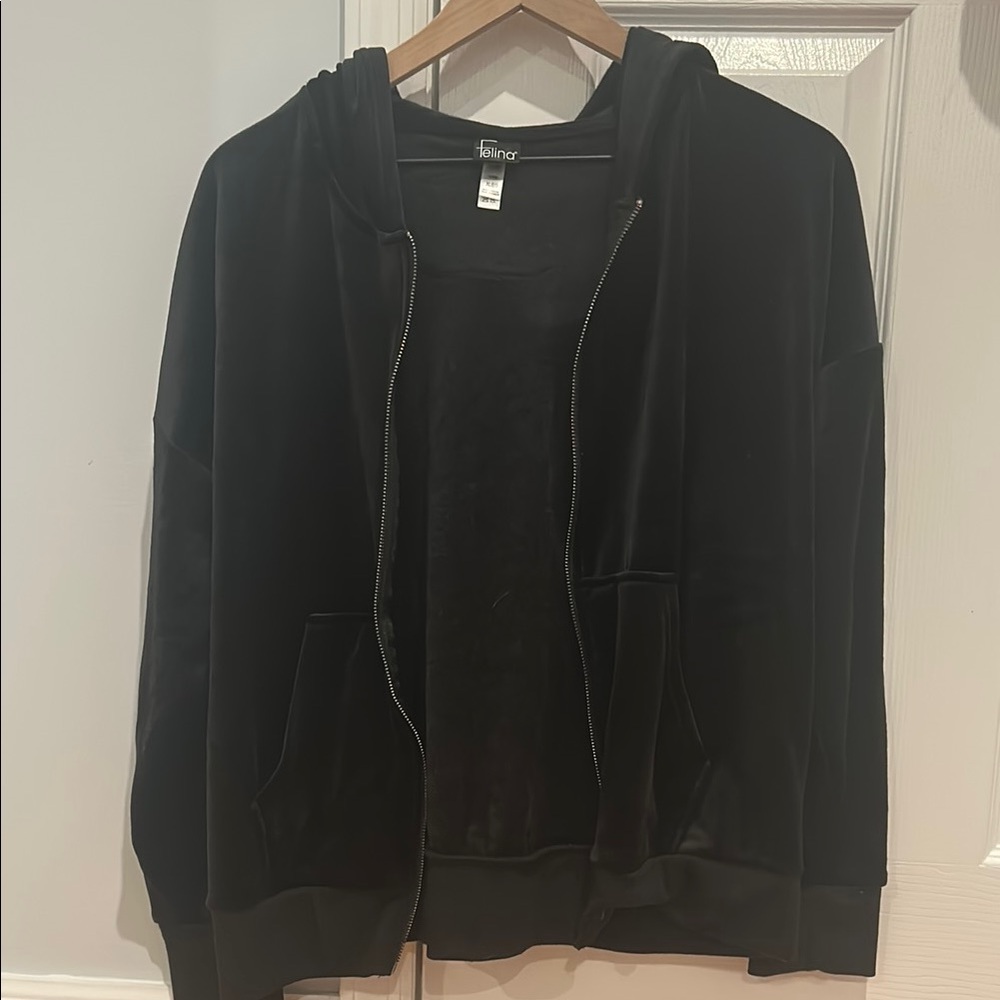 Felina Black Velvet zip up